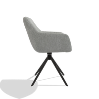 Dining Chair Pavia 6687 in Lodge 60 fabric (greige), black swivel base, side view