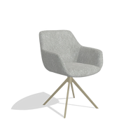 Dining Chair Pavia 6687 in Lodge 60 fabric (greige), champagne swivel base, angled view