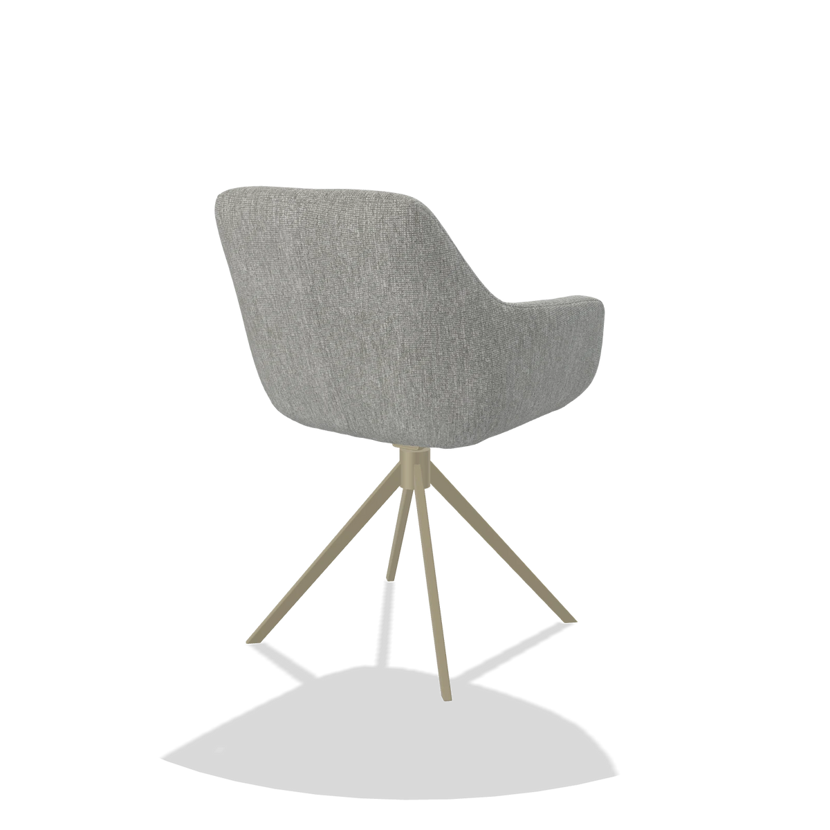 Dining Chair Pavia 6687 in Lodge 60 fabric (greige), champagne swivel base, back angled view