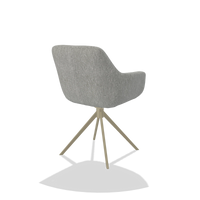 Dining Chair Pavia 6687 in Lodge 60 fabric (greige), champagne swivel base, back angled view