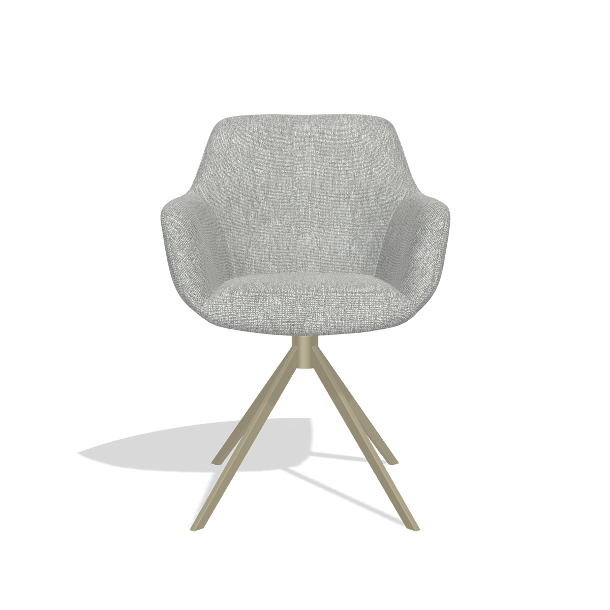 Dining Chair Pavia 6687 in Lodge 60 fabric (greige), champagne swivel base, front view
