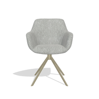 Dining Chair Pavia 6687 in Lodge 60 fabric (greige), champagne swivel base, front view