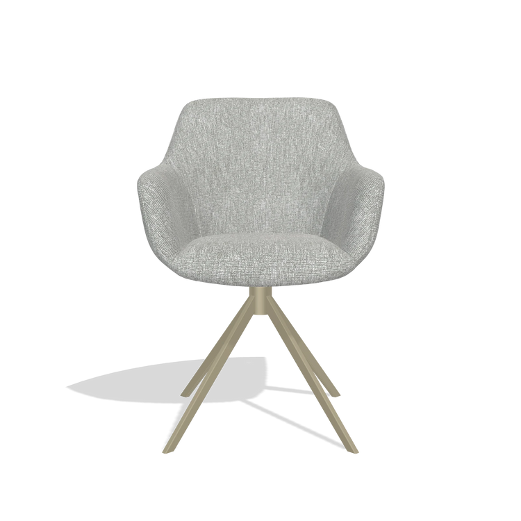 Dining Chair Pavia 6687 in Lodge 60 fabric (greige), champagne swivel base, front view