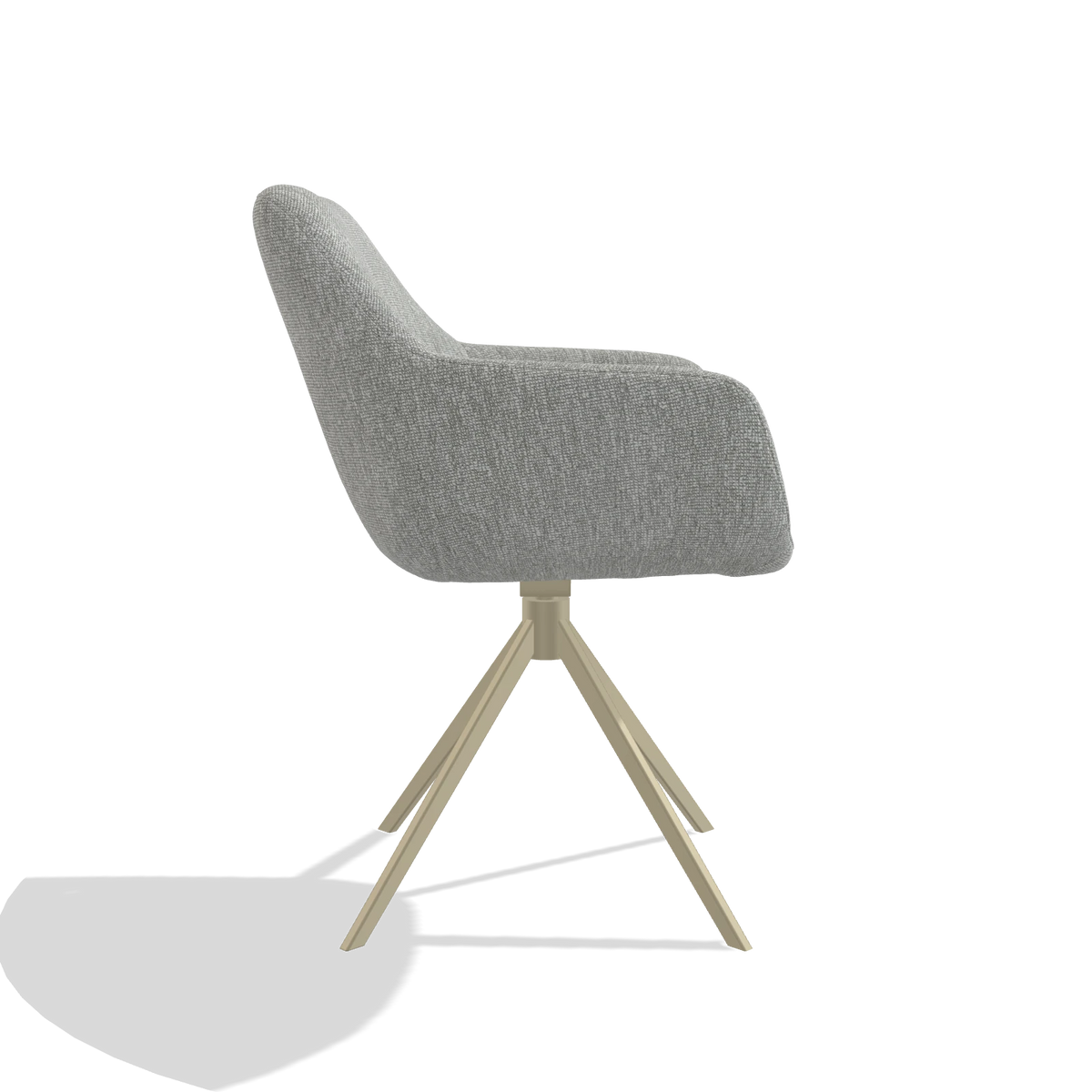 Dining Chair Pavia 6687 in Lodge 60 fabric (greige), champagne swivel base, side view