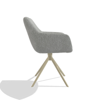 Dining Chair Pavia 6687 in Lodge 60 fabric (greige), champagne swivel base, side view
