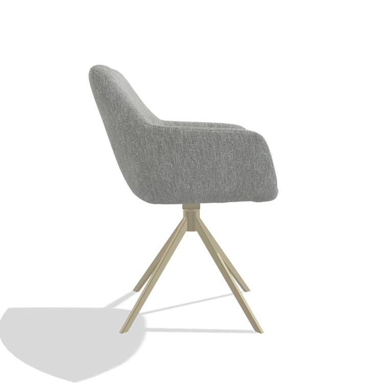 Dining Chair Pavia 6687 in Lodge 60 fabric (greige), champagne swivel base, side view