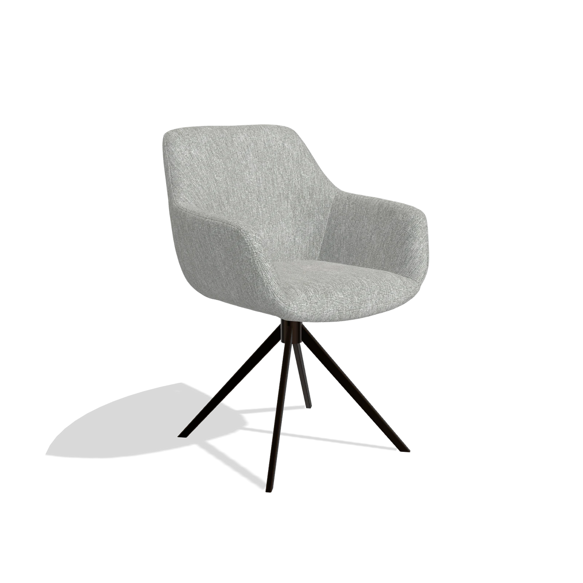 Dining Chair Pavia 6687 in Lodge 60 fabric (greige), espresso swivel base, angled view