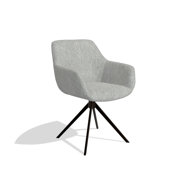 Dining Chair Pavia 6687 in Lodge 60 fabric (greige), espresso swivel base, angled view