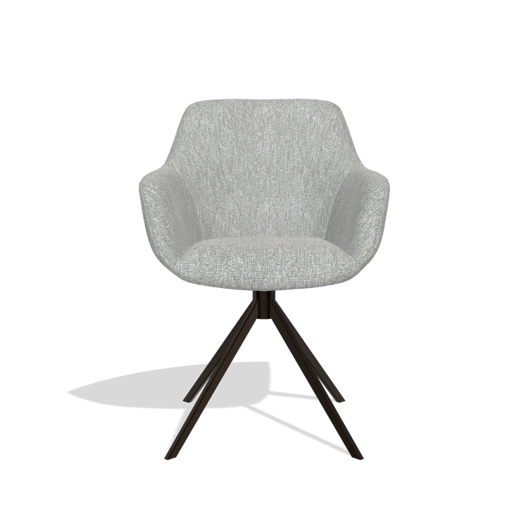 Dining Chair Pavia 6687 in Lodge 60 fabric (greige), espresso swivel base, front view