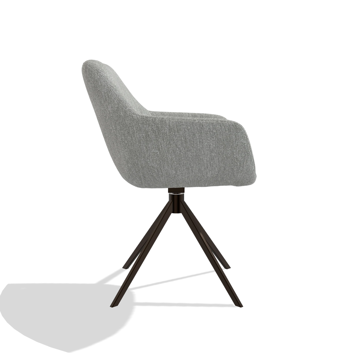 Dining Chair Pavia 6687 in Lodge 60 fabric (greige), espresso swivel base, side view