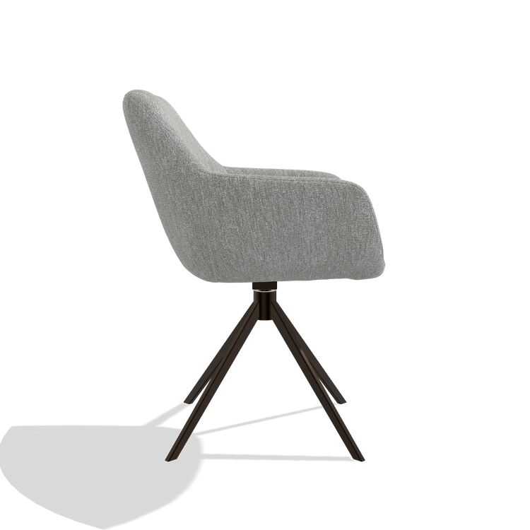 Dining Chair Pavia 6687 in Lodge 60 fabric (greige), espresso swivel base, side view