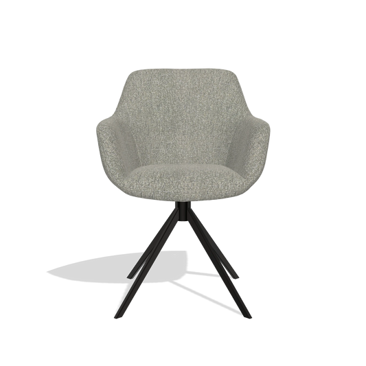 Chaise de salle à manger Pavia 6687 en tissu Lodge 84 (taupe), pied pivotant en noir, vue de face