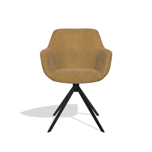 Chaise de salle à manger Pavia 6687 en tissu Mito 06 (cognac), pied pivotant en noir, vue de face