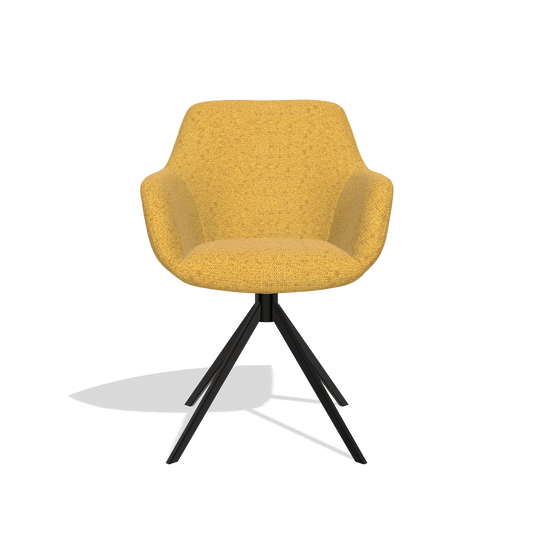 Chaise de salle à manger Pavia 6687 en tissu Mito 132 (ocre), pied pivotant en noir, vue de face