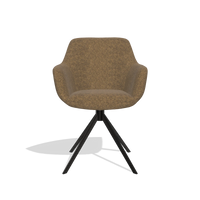 Silla de comedor Pavia 6687 en tela Mito 14 (marrón), base giratoria en negro, vista frontal