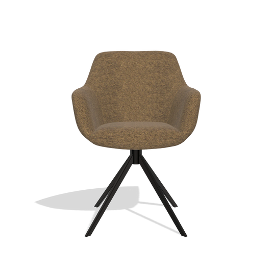 Chaise de salle à manger Pavia 6687 en tissu Mito 14 (marron), pied pivotant en noir, vue de face
