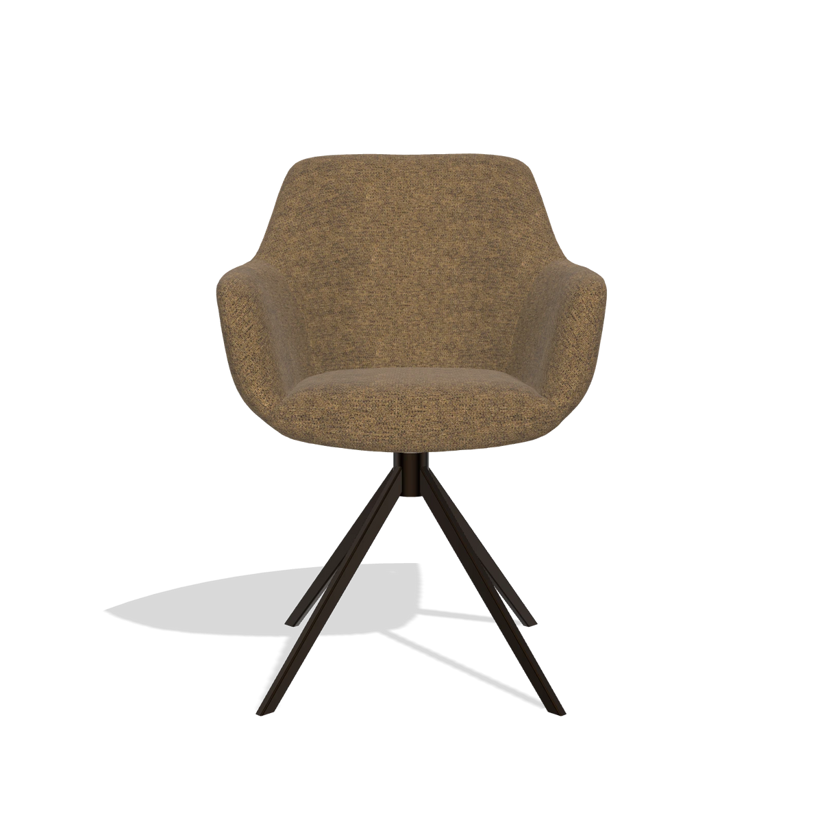 Silla de comedor Pavia 6687 en tela Mito 14 (marrón), base giratoria en espresso, vista frontal
