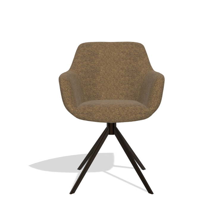 Silla de comedor Pavia 6687 en tela Mito 14 (marrón), base giratoria en espresso, vista frontal