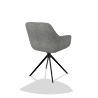 Dining Chair Pavia 6687 in Mito 97 fabric (taupe), black swivel base, back angled view