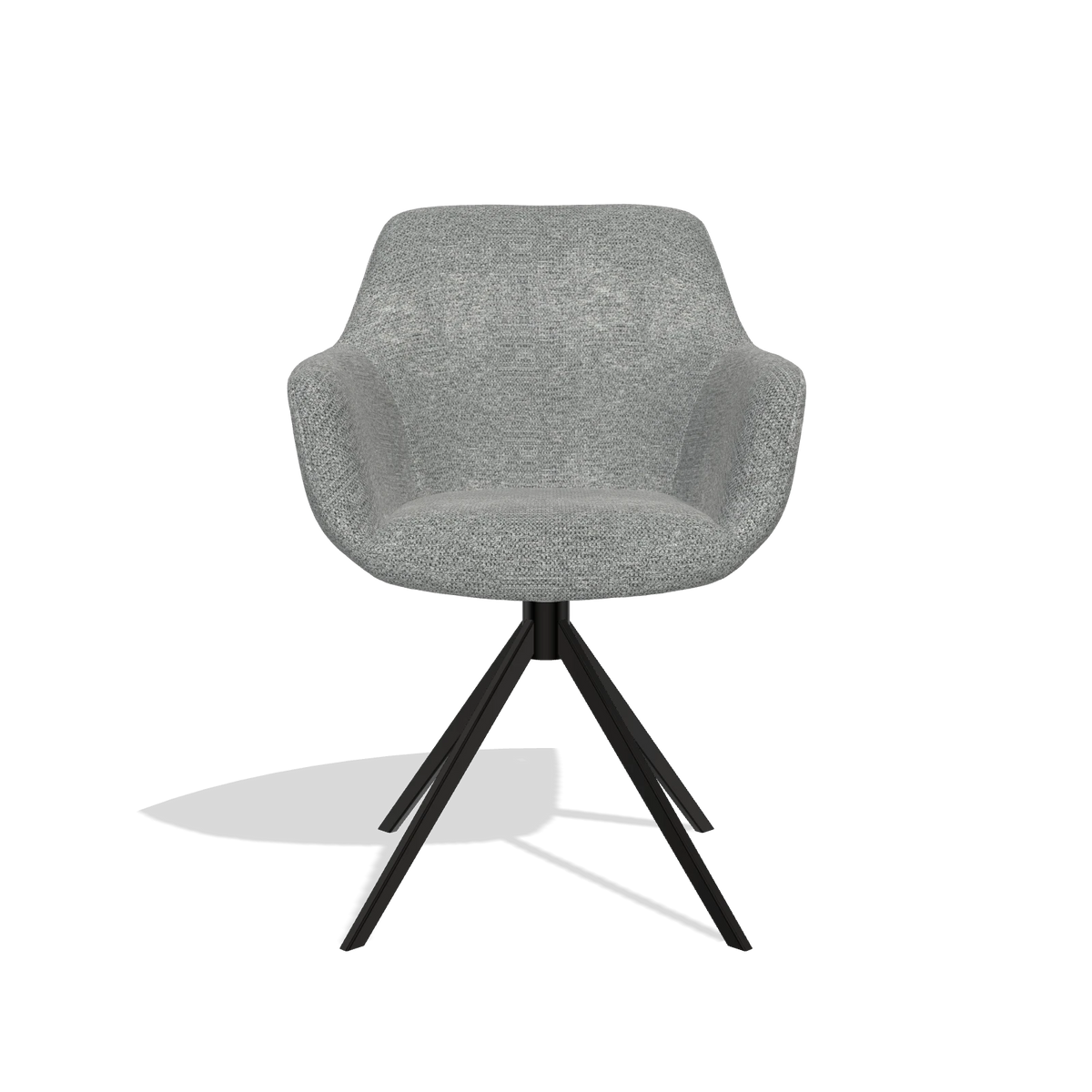 Dining Chair Pavia 6687 in Mito 97 fabric (taupe), black swivel base, front view
