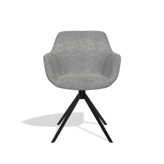 Chaise de salle à manger Pavia 6687 en tissu Mito 97 (taupe), pied pivotant en noir, vue de face