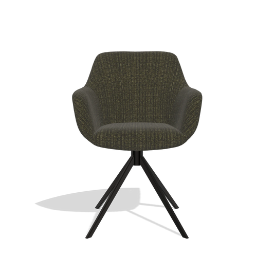Chaise de salle à manger Pavia 6687 en tissu Niagara 502 (noir), pied pivotant en noir, vue de face