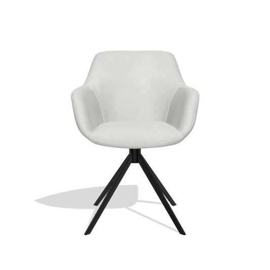 Chaise de salle à manger Pavia 6687 en tissu Niagara 901 (gris clair), pied pivotant en noir, vue de face