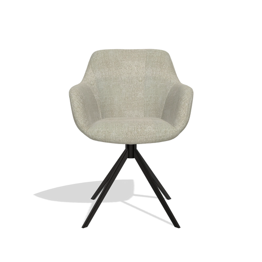 Chaise de salle à manger Pavia 6687 en tissu Niagara 903 (grège), pied pivotant en noir, vue de face