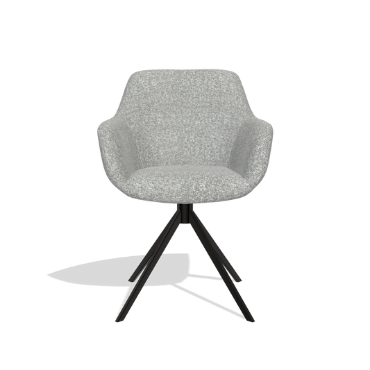 Chaise de salle à manger Pavia 6687 en tissu Oasis 40 (grège), pied pivotant en noir, vue de face