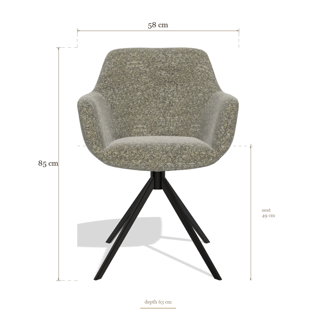 Sedia da pranzo Pavia 6687, dimensioni 58 x 63 x 85 cm