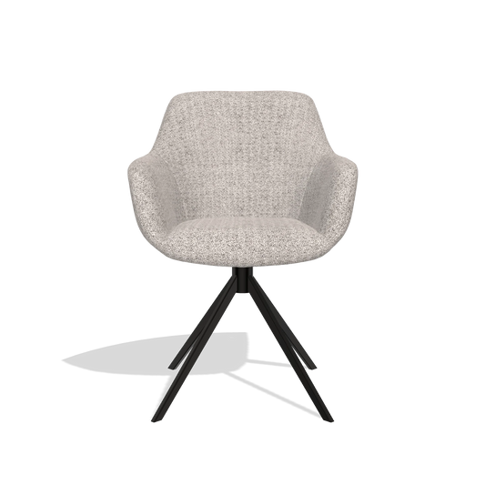 Chaise de salle à manger Pavia 6687 en tissu Oasis 91 (grège), pied pivotant en noir, vue de face