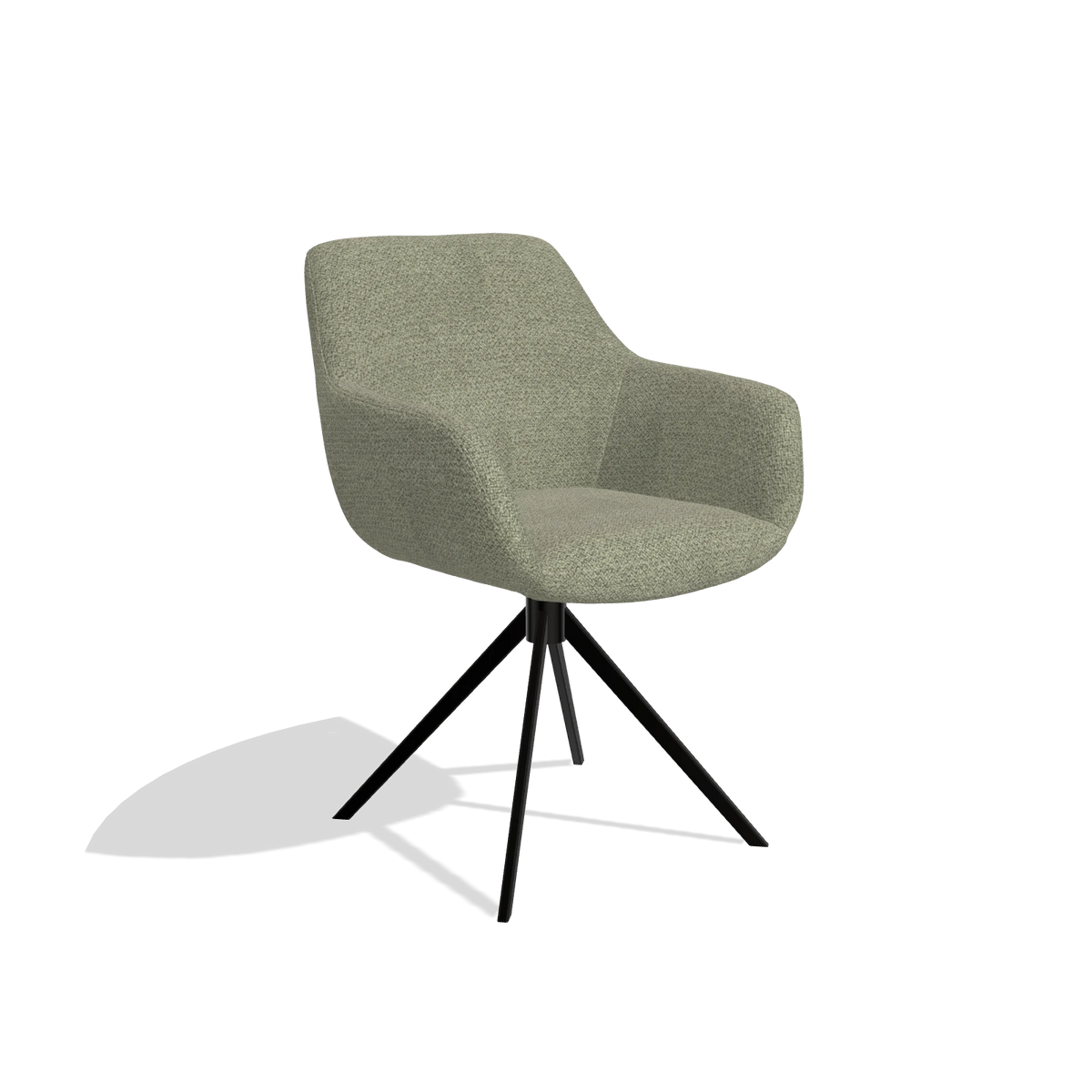 Esszimmerstuhl Pavia 6687 in Stoff Rhythm 206 (Taupe), Drehfuß in Schwarz, Schrägansicht