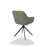 Esszimmerstuhl Pavia 6687 in Stoff Rhythm 206 (Taupe), Drehfuß in Schwarz, Schrägansicht von hinten