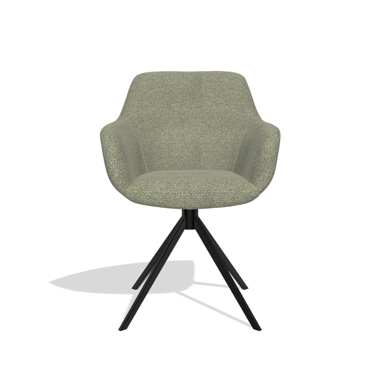 Esszimmerstuhl Pavia 6687 in Stoff Rhythm 206 (Taupe), Drehfuß in Schwarz, Vorderansicht