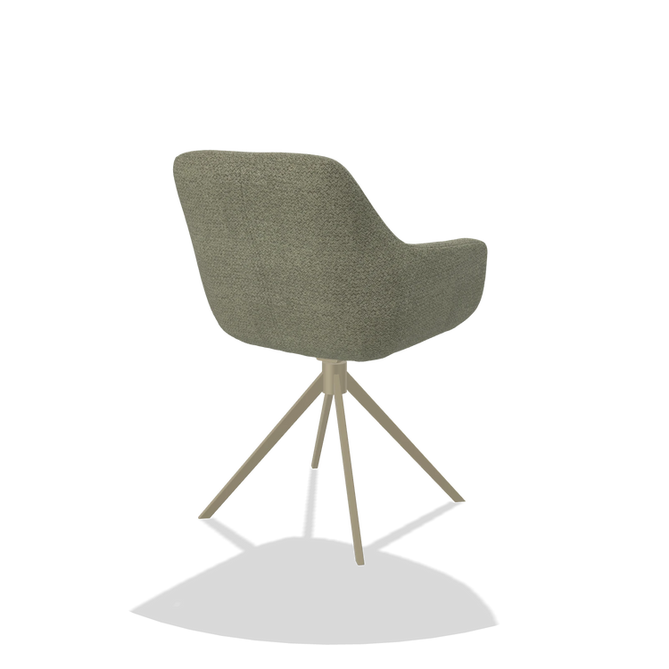 Esszimmerstuhl Pavia 6687 in Stoff Rhythm 206 (Taupe), Drehfuß in Champagner, Schrägansicht von hinten