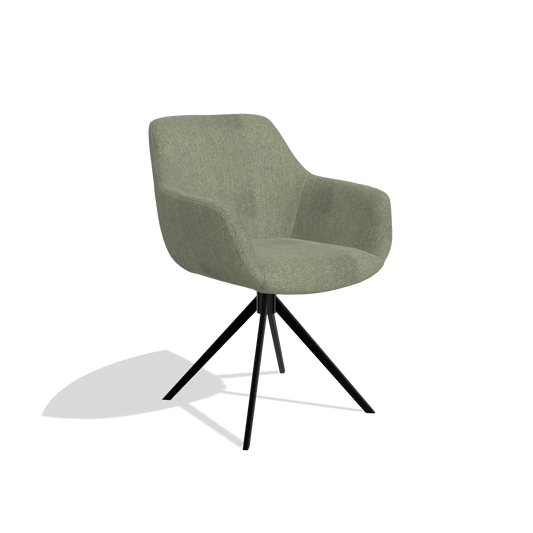 Esszimmerstuhl Pavia 6687 in Stoff San Remo 500 (Taupe), Drehfuß in Schwarz, Schrägansicht