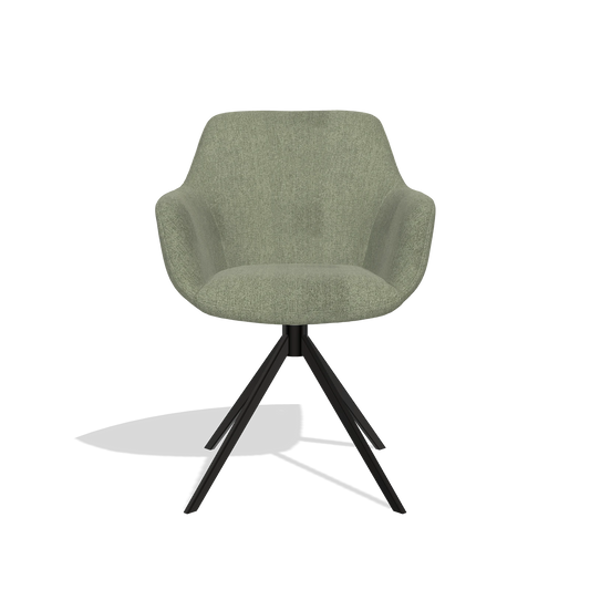 Esszimmerstuhl Pavia 6687 in Stoff San Remo 500 (Taupe), Drehfuß in Schwarz, Vorderansicht