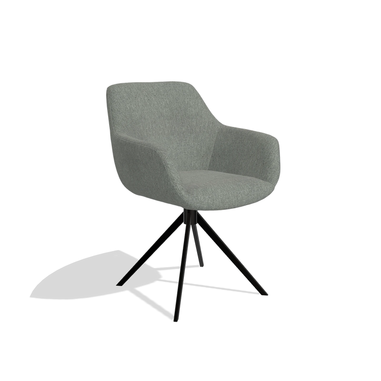 Esszimmerstuhl Pavia 6687 in Stoff San Remo 502 (Taupe), Drehfuß in Schwarz, Schrägansicht