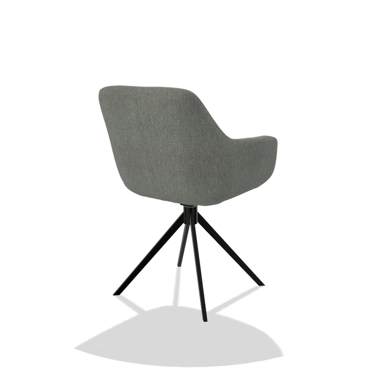 Esszimmerstuhl Pavia 6687 in Stoff San Remo 502 (Taupe), Drehfuß in Schwarz, Schrägansicht von hinten
