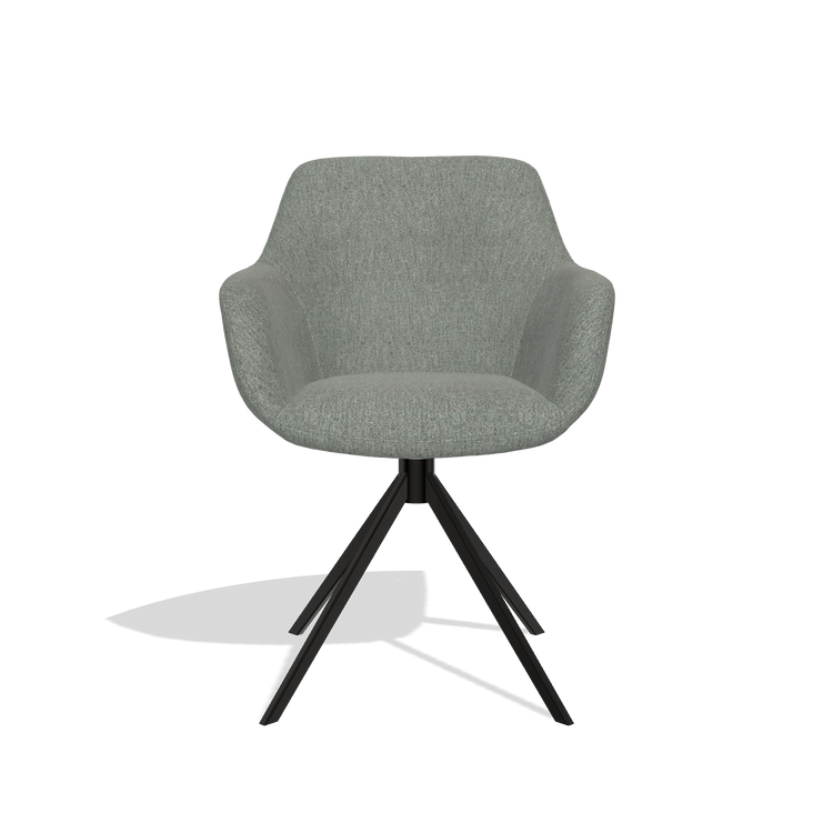 Esszimmerstuhl Pavia 6687 in Stoff San Remo 502 (Taupe), Drehfuß in Schwarz, Vorderansicht