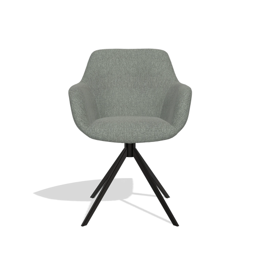 Esszimmerstuhl Pavia 6687 in Stoff San Remo 502 (Taupe), Drehfuß in Schwarz, Vorderansicht