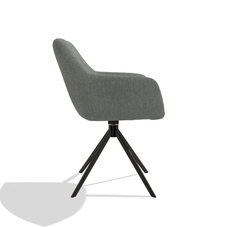 Esszimmerstuhl Pavia 6687 in Stoff San Remo 502 (Taupe), Drehfuß in Schwarz, Seitenansicht