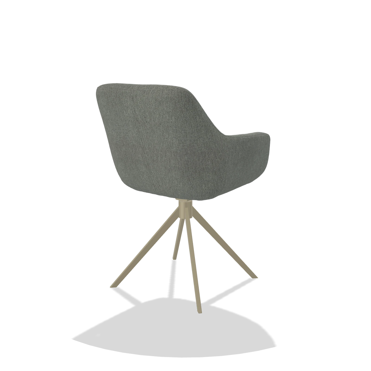 Esszimmerstuhl Pavia 6687 in Stoff San Remo 502 (Taupe), Drehfuß in Champagner, Schrägansicht von hinten