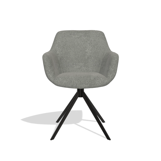 Esszimmerstuhl Pavia 6687 in Stoff San Remo 802 (Taupe), Drehfuß in Schwarz, Vorderansicht