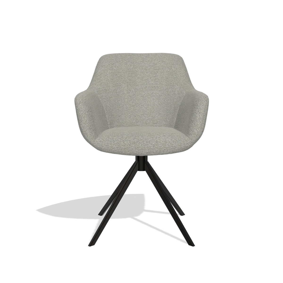 Dining Chair Pavia 6687 in Sneak 01 fabric (grey), black swivel base, front view