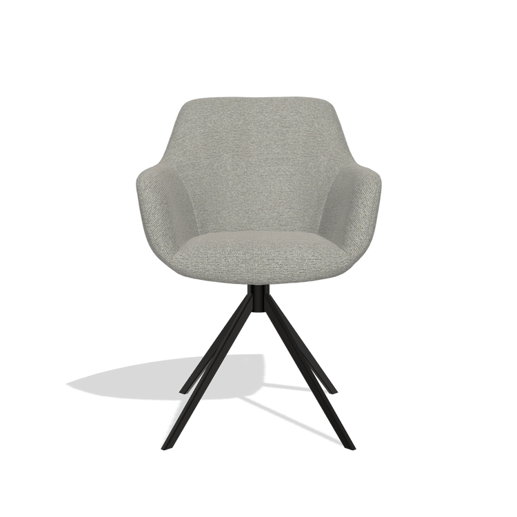 Dining Chair Pavia 6687 in Sneak 01 fabric (grey), black swivel base, front view