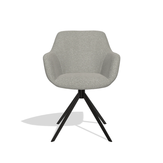 Dining Chair Pavia 6687 in Sneak 01 fabric (grey), black swivel base, front view