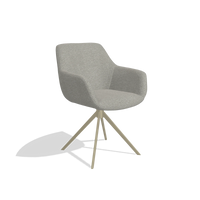 Dining Chair Pavia 6687 in Sneak 01 fabric (grey), champagne swivel base, angled view