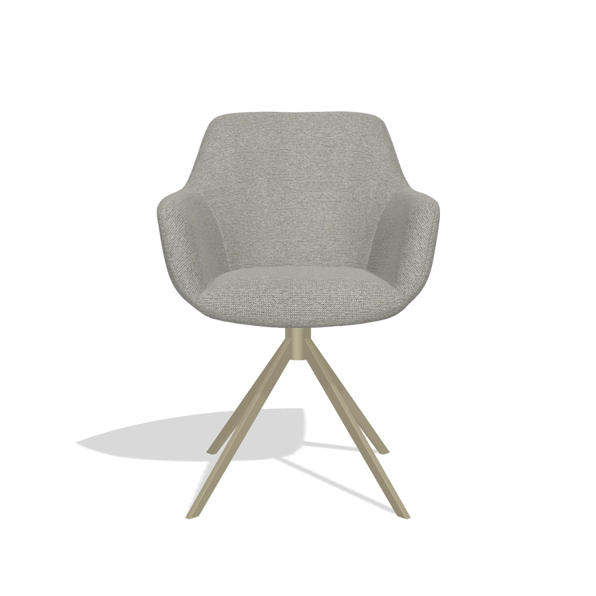Dining Chair Pavia 6687 in Sneak 01 fabric (grey), champagne swivel base, front view
