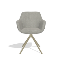 Dining Chair Pavia 6687 in Sneak 01 fabric (grey), champagne swivel base, front view